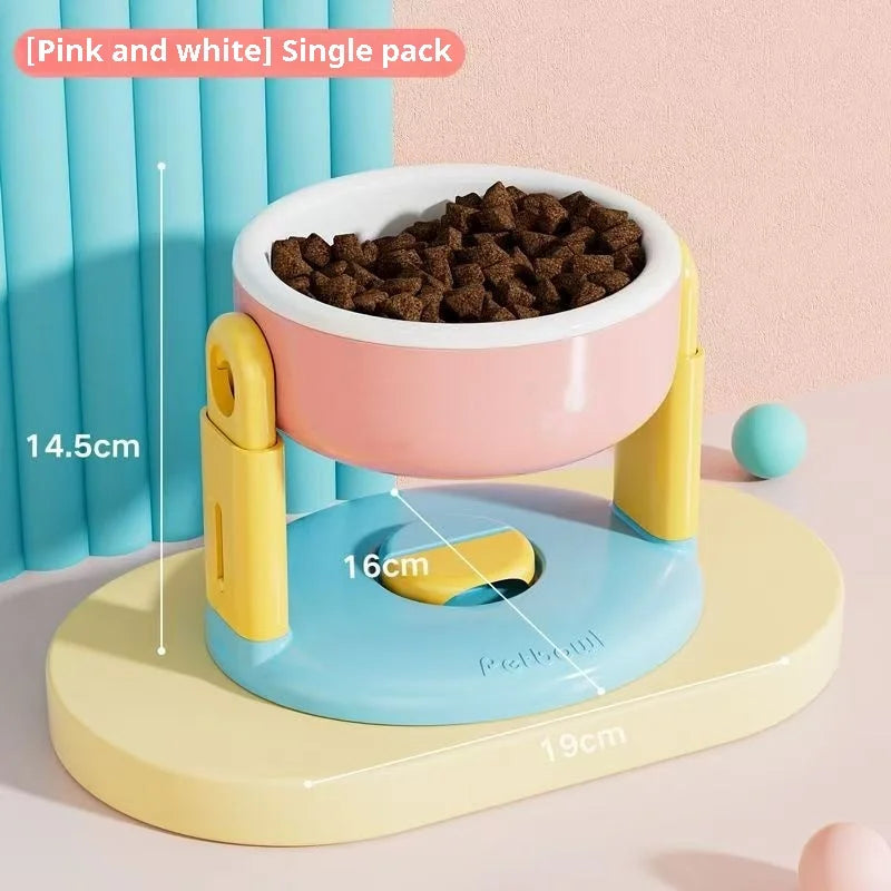 Pet Feeder Slow Feed Bowls Double Bowls Foldable with 3 Adjustable Height Suitable for Pets of Different Heights Water Feeding