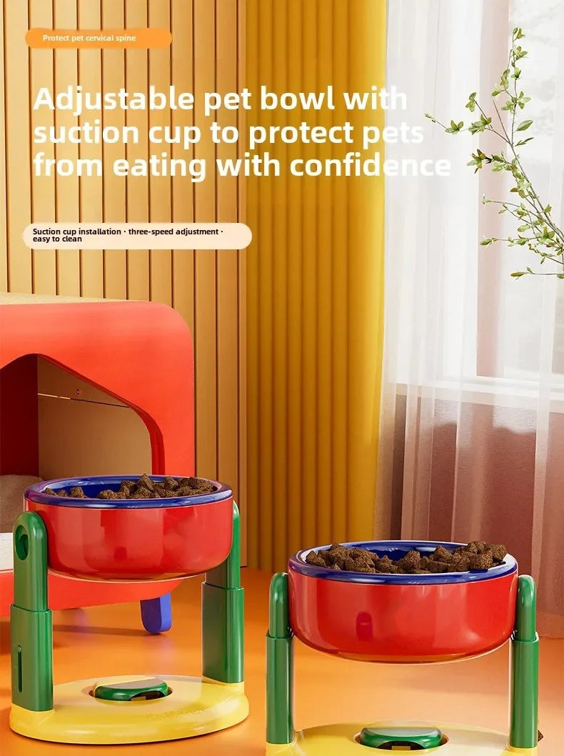 Pet Feeder Slow Feed Bowls Double Bowls Foldable with 3 Adjustable Height Suitable for Pets of Different Heights Water Feeding