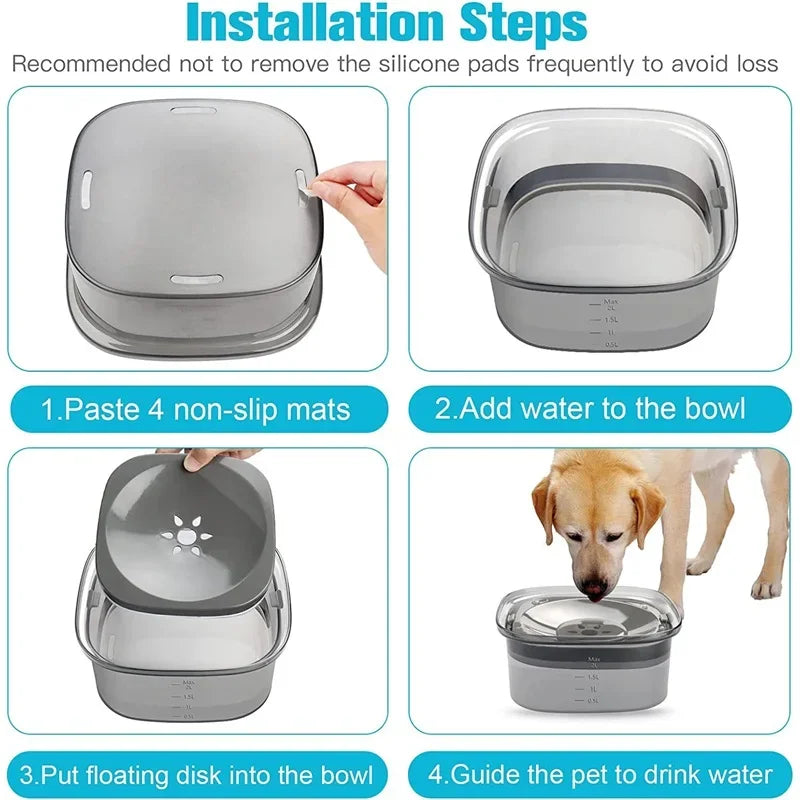 2L Dog Water Bowls Pet  Floating Drinking Bowls Cat Anti Wet Mouth Anti Splash Large Capacity Drinker For Small Mid Large Dog