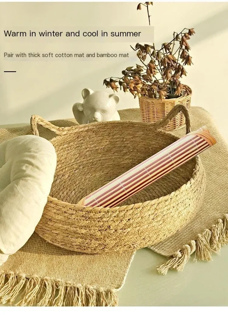 Four Seasons Universal Pure Handmade Vine Woven Cat Nest Seasonal Warmth Pad Detachable Washable Winter Pet Supplies Accessories