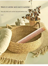 Four Seasons Universal Pure Handmade Vine Woven Cat Nest Seasonal Warmth Pad Detachable Washable Winter Pet Supplies Accessories