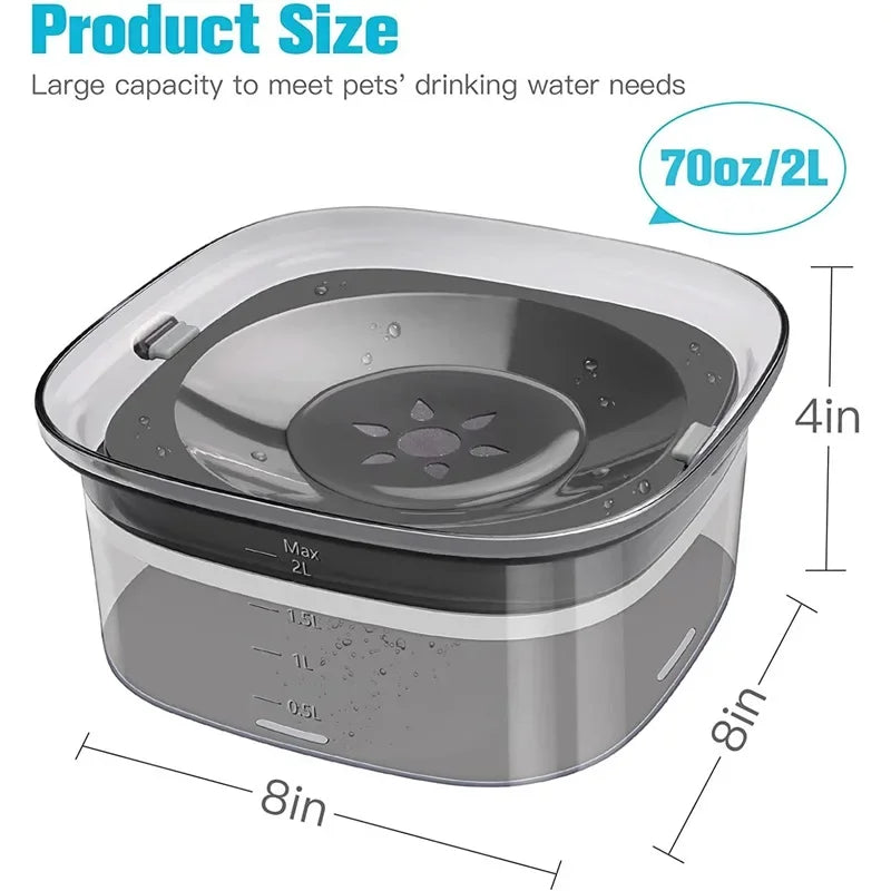 2L Dog Water Bowls Pet  Floating Drinking Bowls Cat Anti Wet Mouth Anti Splash Large Capacity Drinker For Small Mid Large Dog